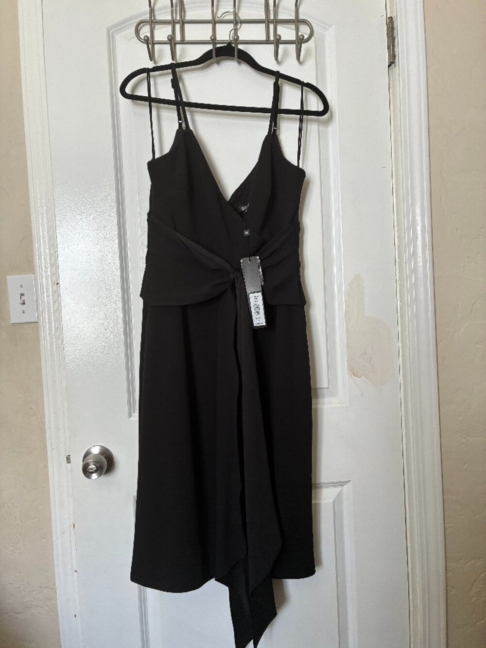 Designer Badgley Mischika Black Spaghetti strap Dress ( size 12 )